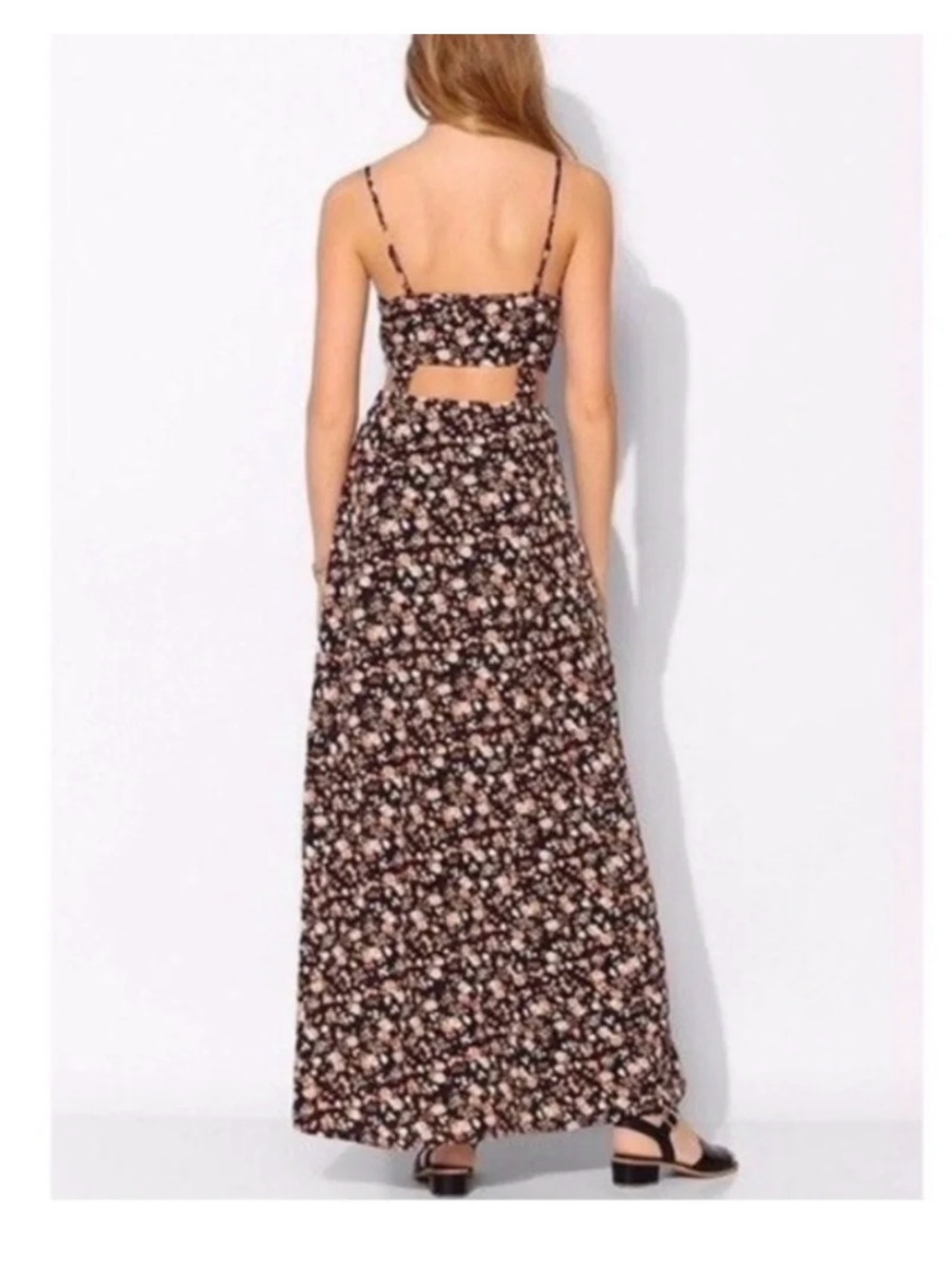 Urban Outfitters Pins & Needles Black Floral Cutout Maxi Dress sz 6 - Picture 2 of 11